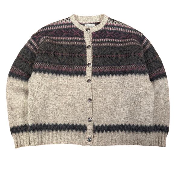 Vintage Wool Blend Striped Button Cardigan Sweater St Johns Bay L Made in USA - Picture 1 of 8